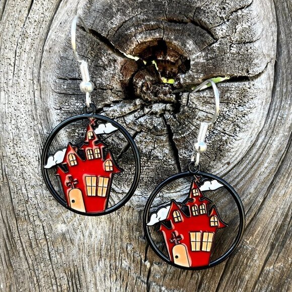 Haunted House Halloween Earrings - Picture 5 of 5